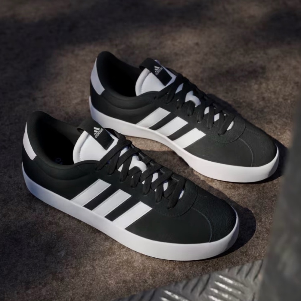 adidas Black and White Low-Top Skate Sneakers